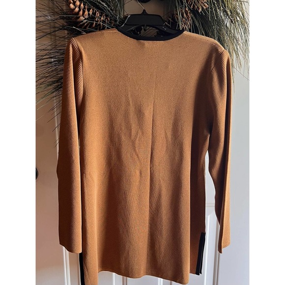 Not For Sale-Exclusively Misook Cardigan brown color with black trim Size M - Picture 6 of 11